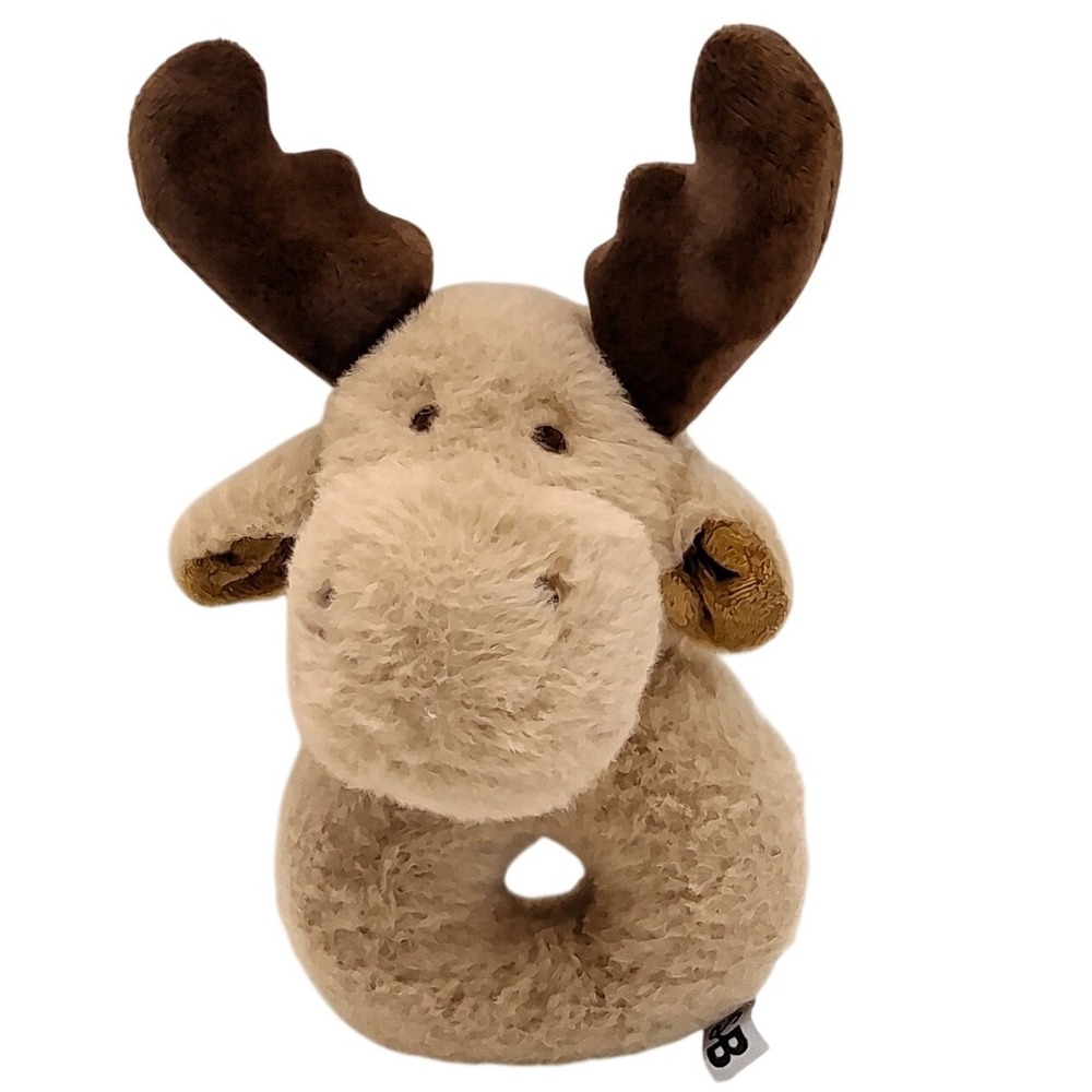 Stephan Baby Soft Plush Moose Rattle Toy Stuffie Easy To Hold Woodland 8" Tall